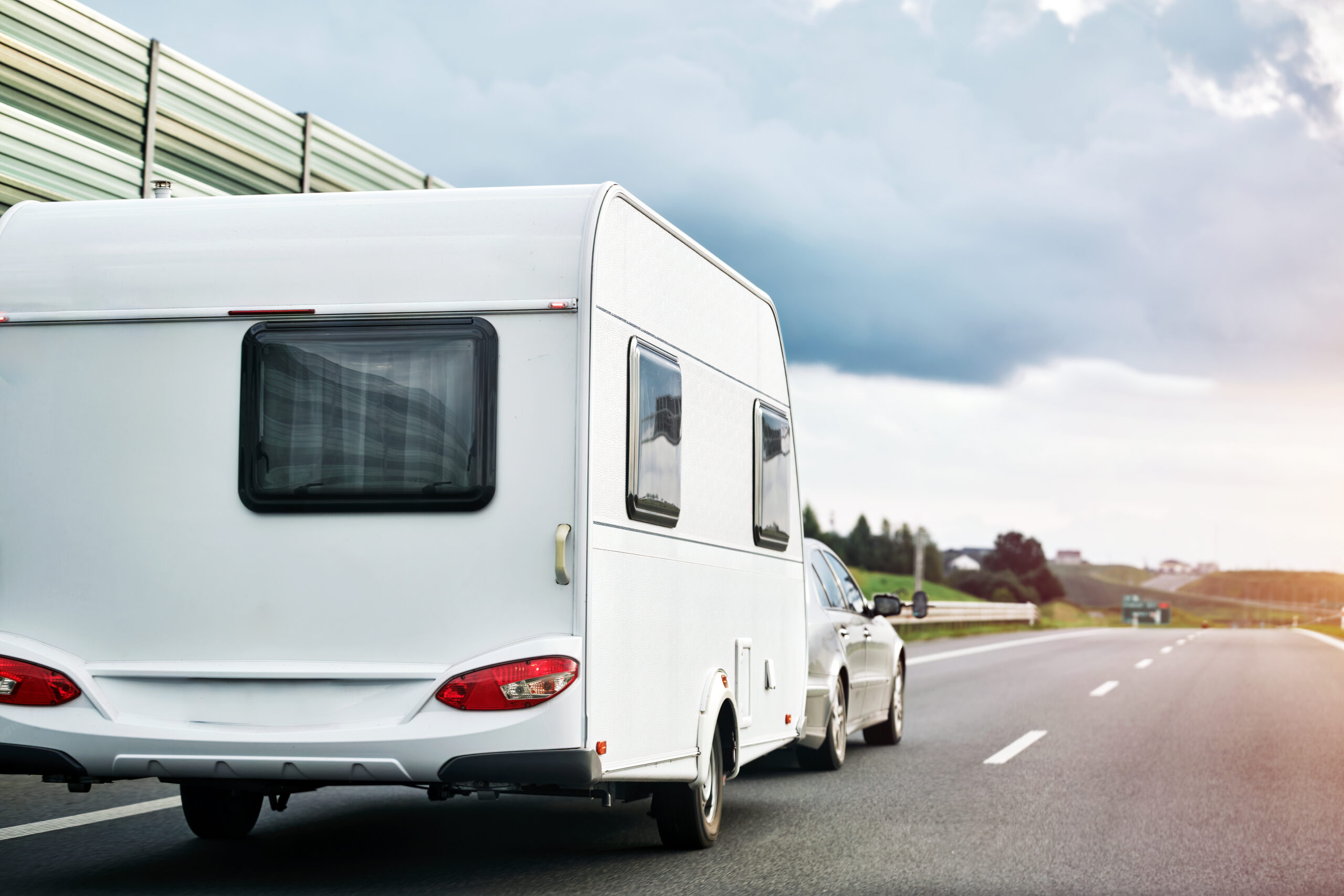 Summer Road Adventure Trip. Caravan Travels Through European Highways. Scenic RV Road Trip
